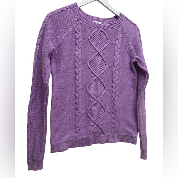 Talbots Women’s Lavender Cable Knit Sweater Long Sleeve Sz P - Picture 2 of 6
